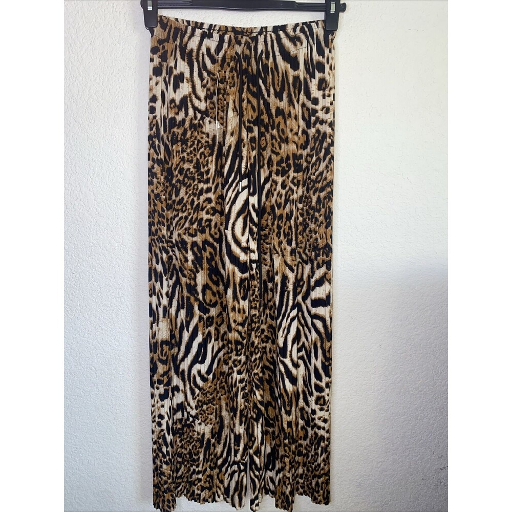 new pants leopard animal Womens Wide Leg Pleated Drawstring mob old money 2